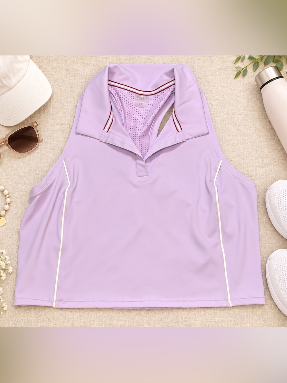 CALIA by Carrie Underwood Lavender Sleeveless Golf Polo Tank XXL